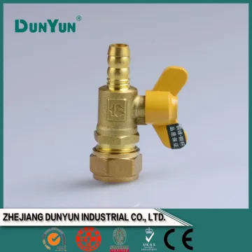 Brass gas valve/butterfly handle/female & nipple