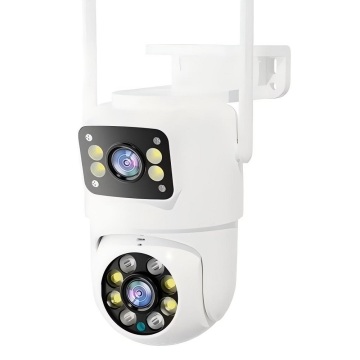 Icsee 6MP Surveillance Cam: IP WiFi CCTV Network Security Dual Lens Dome PTZ Camera with 360° Tracking