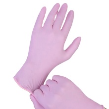 Guantes de nitrilo rosa desechable sin polvo para tareas domésticas