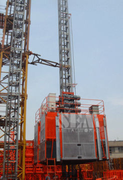 Construction Hoists Elevator With Double Cage And Three Sew® Motors