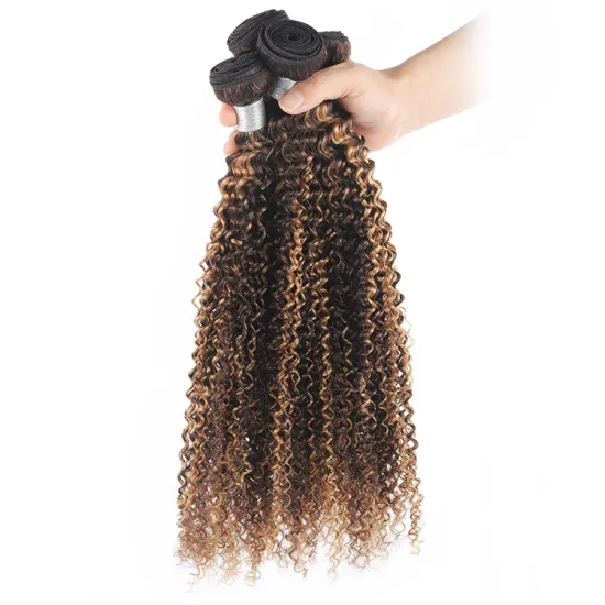 Top Quality Raw Mink Virgin Brazilian Hair Bundles Curly Wave Piano Color 4/27 Human Hair