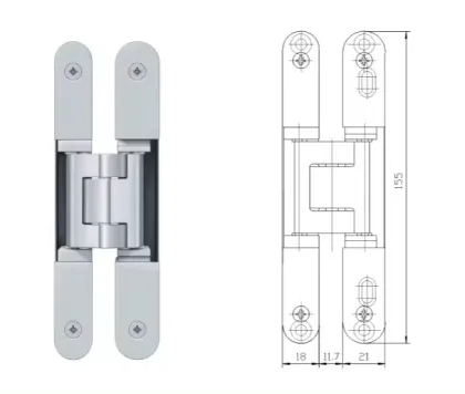 Aluminum Alloy Cross Door Hinges: Hidden Invisible Concealed Flap Hinge
