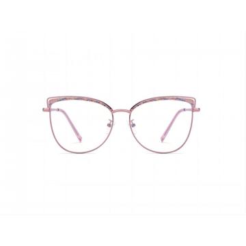 Gafas azules de ojo de gato de mujer rosa