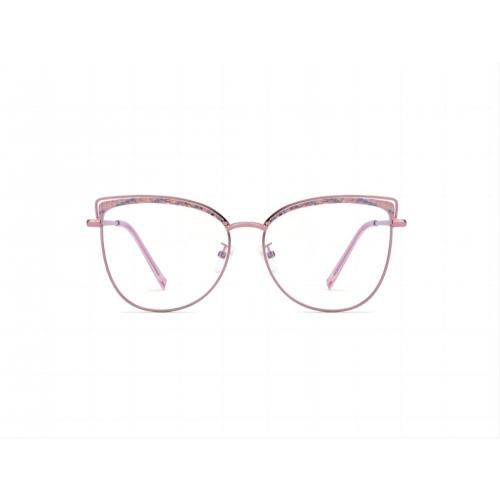 Frauenkatze Augen blau Lichtbrille rosa