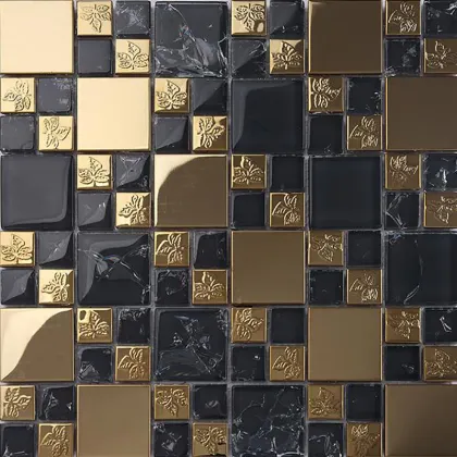 High Quality Black And Rose Gold Mosaic Stone
