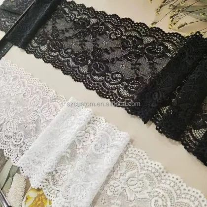Elastic Stretch Trimming Lace Socks Knitted Webbing Garment Elastic Lace Trim for Lingerie