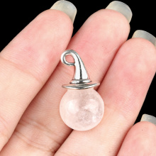 Clear Crystal 12mm Balls & Spheres Silver Wizard Cap Pendant for Making Jewlery Stone Beads Halloween Charms Decor Gift