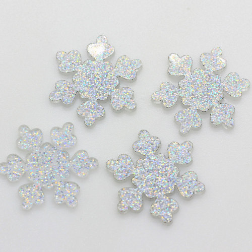 100 pcs/sac Fantaisie Flocons De Neige En Forme De Résine Cabochon Flatback Perles Cheveux Accessoires Charmes Fête De Vacances Décor Perles