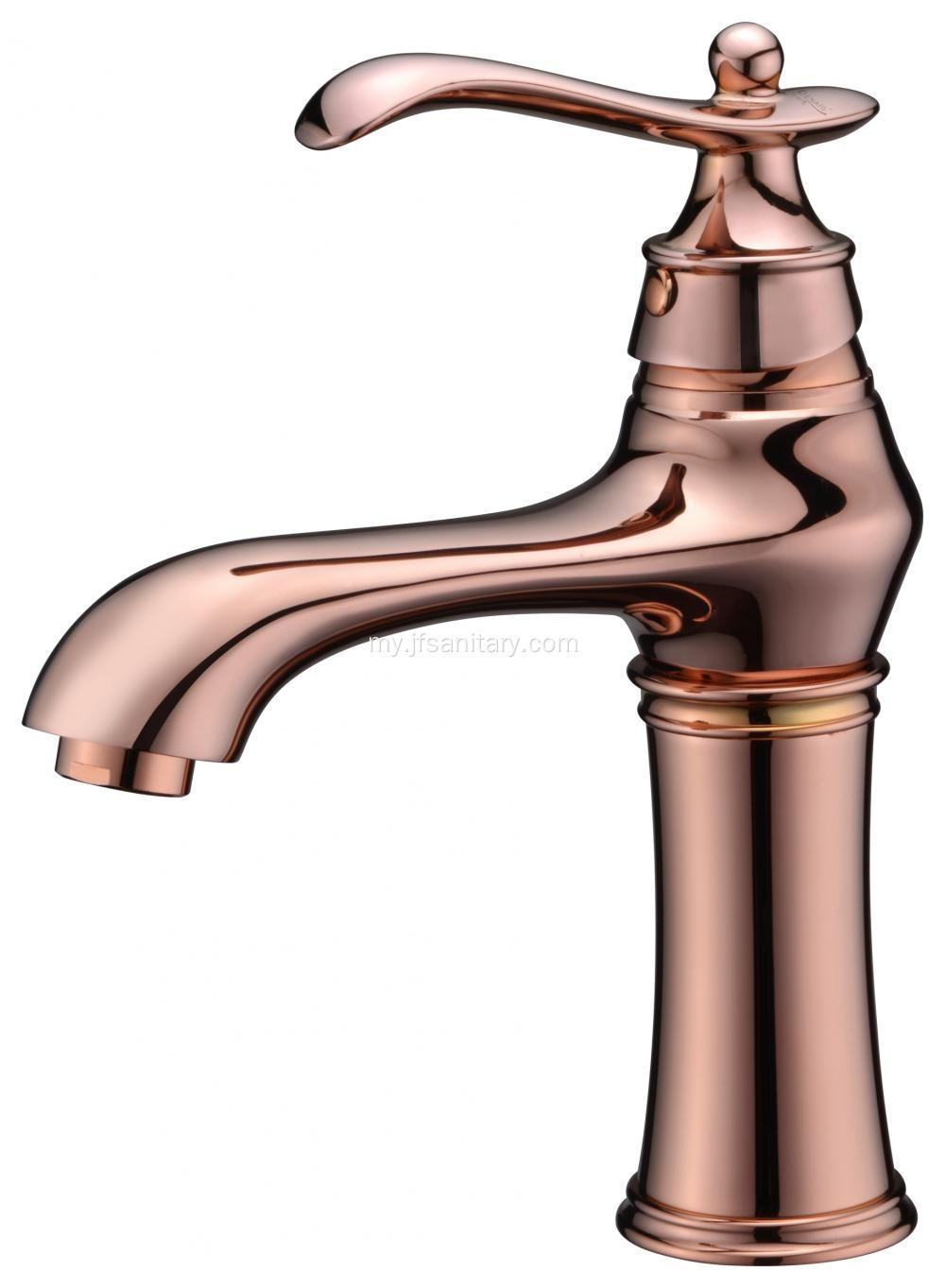 Rose Gold Single Hole Handle Vintage Basin Faucet