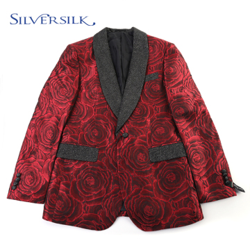 Custom Jacquard Pattern Jackets Shawl Floral Mens Blazers