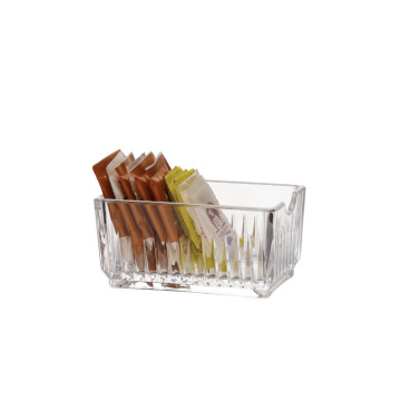 Clear Acrylic Small Stripe Table Caddy - Plastic Tea Bag and Sugar Bag Holder