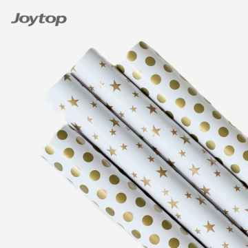 Joytop Wholesale Polka Dots และ Star Bronzing Wrapping Paper 27.5x19.7 นิ้ว 100GSM