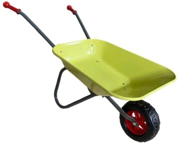 Kids Metal Wheelbarrow Toy for Play and Gardening