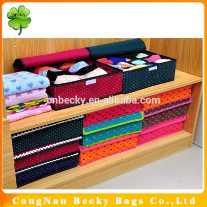 Household Essentials non woven fabric folded underware storage box with dividers