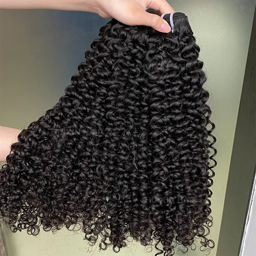 100% raw virgin Brazilian Indian thick human hair extension natural black color kinky curly bundle