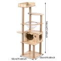 AIBIKE Eco-Friendly Wooden 4-Level Cat Climbing Tower Indoor Multi-Level Condo Pet Toy