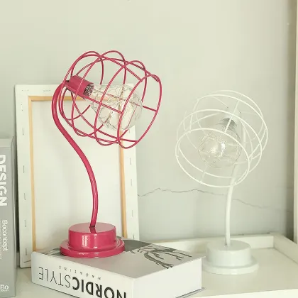 Contemporary Red Lantern Glass Lamp with LED Lighting