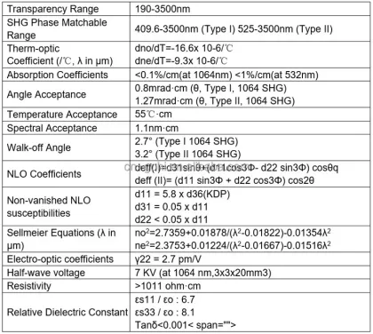 BBO Nonlinear Crystal: Beta-Barium Borate Crystal