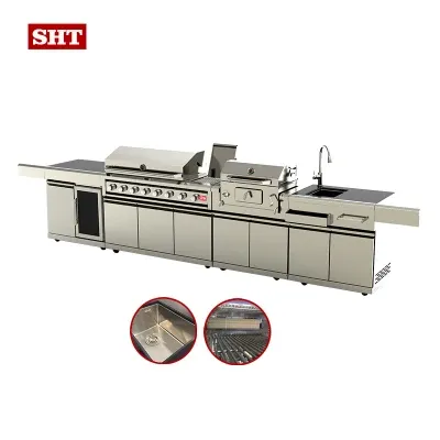 New Design Custom Made Outdoor Smokeless BBQ Gas Grill Kitchen Cabinet
