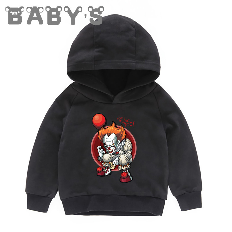 Children Hooded Hoodies Kids Movie It Clown Pennywise Joker Print Sweatshirts Baby Pullover Tops Girls Boys Clothes,KMT5171