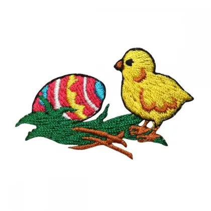 Happy Easter Egg Bow Flower Embroidered Patch