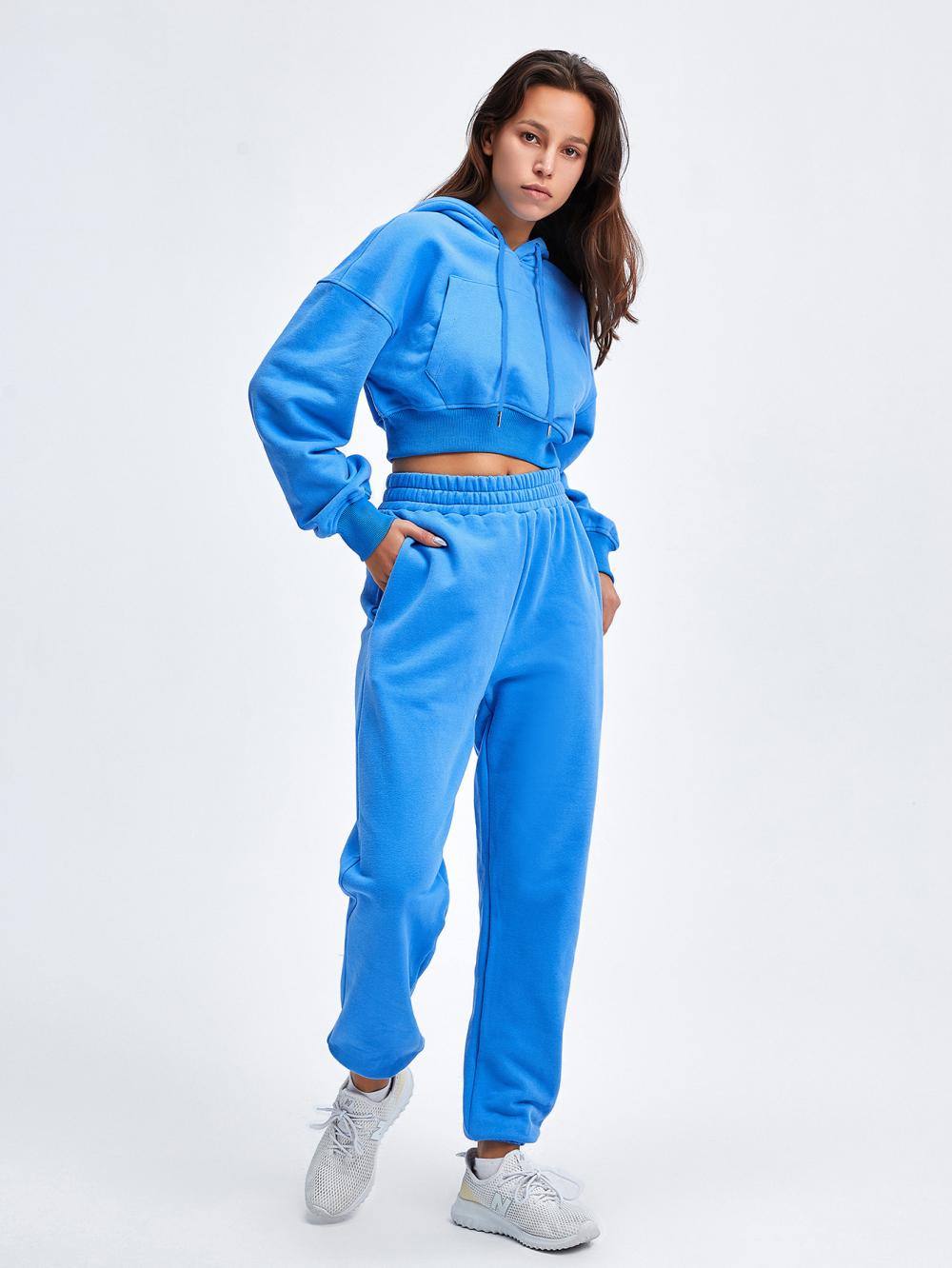 Womens Cropped Hoodie Tracksuit Set