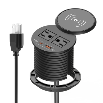 80mm Smart Office Furniture with US Power Grommet, USB-C, and Wireless Charging