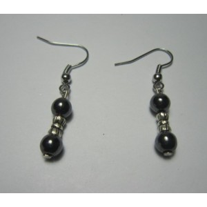 Hematite Earring with silver color finding