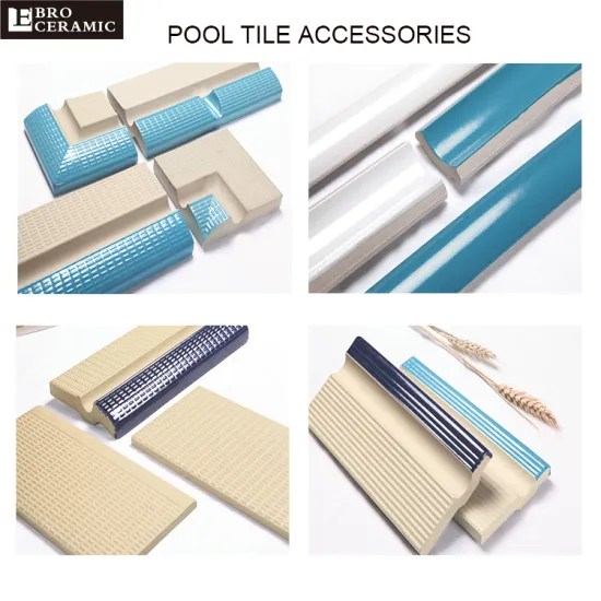 Blue Outdoor Ceramic Swimming Pool Bullnose Edge Aqua Arena Tiles