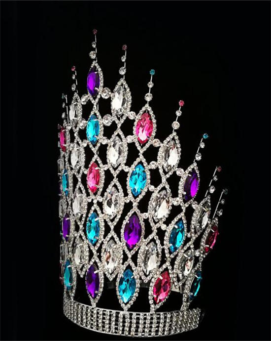 12" Colored Chunky Rhinestone Crowns For Party