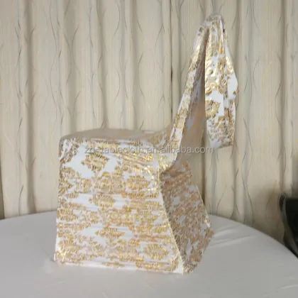 Gold Blocked Draped Valance Swag Chair Cover