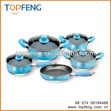 PAN SET OF 9, Blue/non-stick pan set/fry pan set/pots and pans set