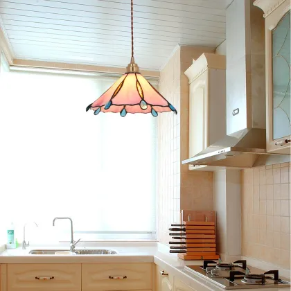 Retro Tiffany Stained Glass Pendant Light