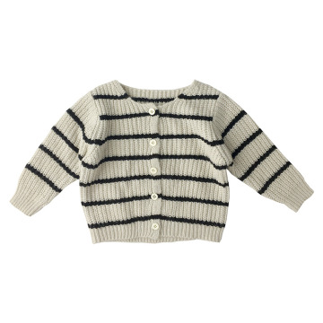 Kids Rajutan Kardigan Coats Striped Children Casual Sweater