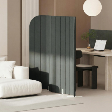 Curved Vertical Strip Acoustic Felt Room Divider Freestanding Wave Sound Absorbing Office Partition Privacy Screen