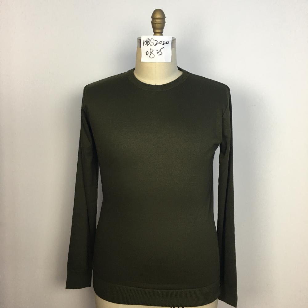 Men's Knitted Dark Green Round Neck Sweater