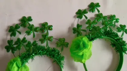 Green Headbands with Shamrock Pattern for St. Patrick's Day Parties
