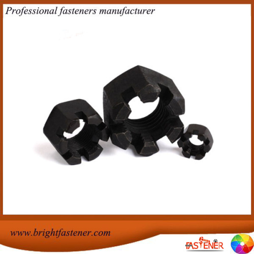 brightfastener high quality DIN 935 hex slotted nuts