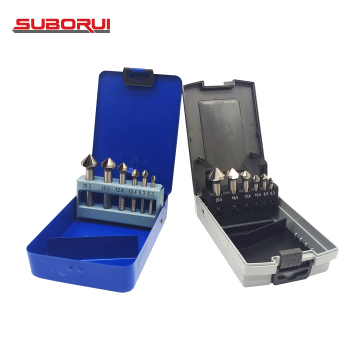 Borui 6pcs 90 Degree Point Angle 3 Flute Round Shank Drill Bit Set for Wood and Metal