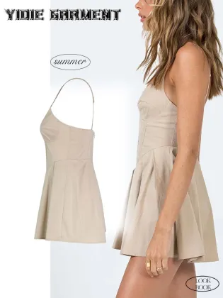 Ladies' Stretch Corset Pleated Mini Dressy Romper