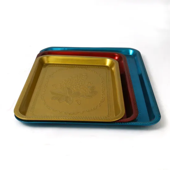 Square Plate Snack Tray Stainless Steel Metal Household Tray Storage Tray