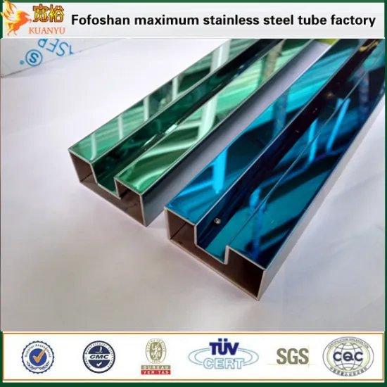 mirror colored TP316 stainless steel rectangle slotted tubes for ss Railing