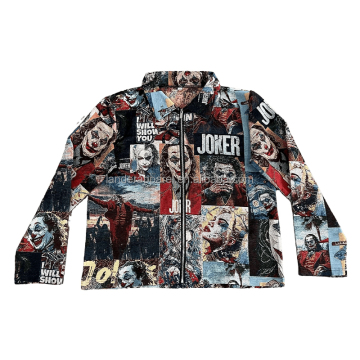 Celebrity Print Turn-Down Collar Tapestry Jacket for Men - Outdoor Autumn Season Blanket Jacket
