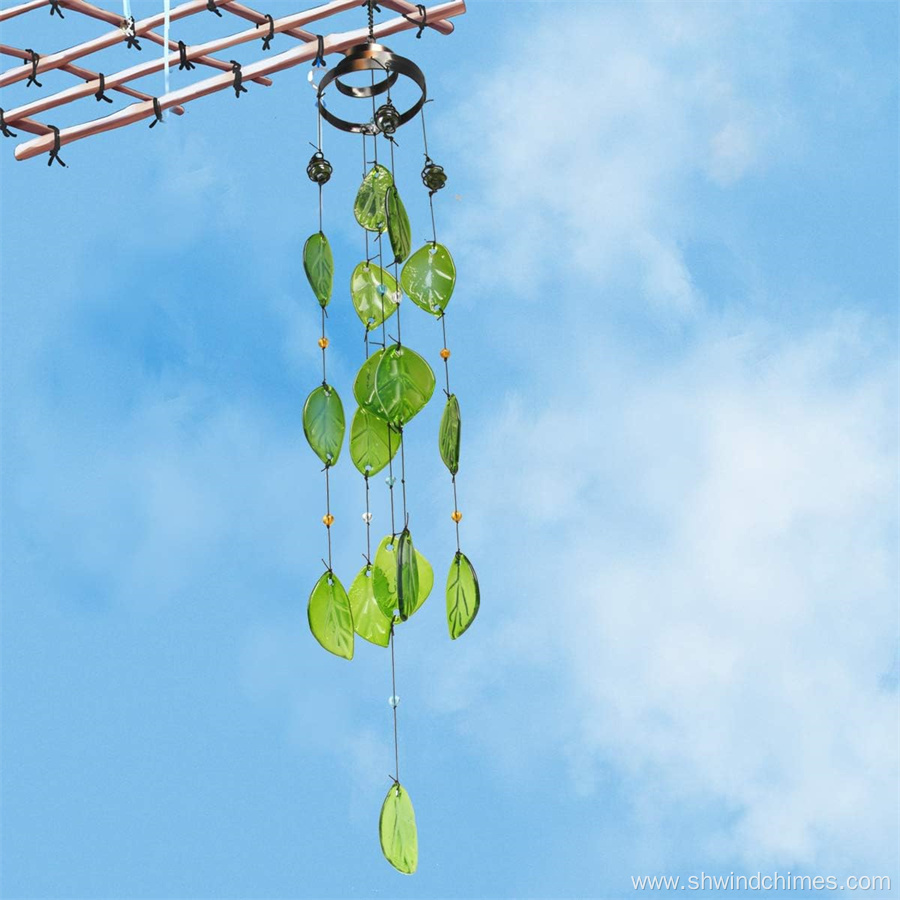 Glass Leaf Wind Chimes for Outdoor Home Decoration