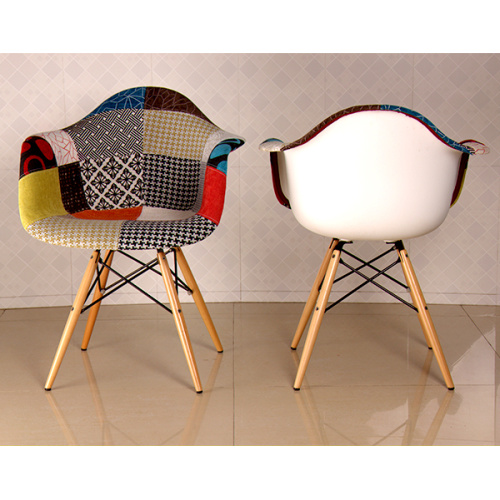 Eames Half Fabric Covered Armchair with Wood Leg