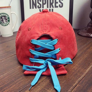 Suede Flat Bill Cap Shoe Lace Closure Hat Rope Backclsoure Cap