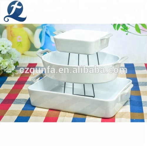 Baking Pan White Rectangular Ceramic Bakeware Set