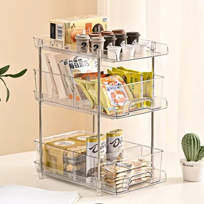 Home Storage PET 3-Layer Drawer Type Storage Rack