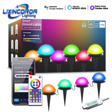Tuya Smart Ground String Lights - RGB 45LEDs, 5V Waterproof Outdoor Deck and Garden Lamp