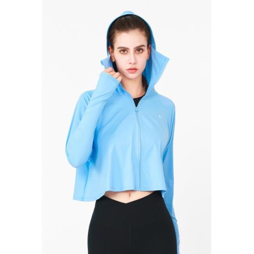 Casual Sportswear Ladies Hooded Long-Sleeve Ice Silk Sunblock Shirt Manufactory